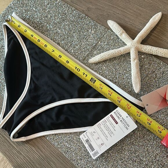 Athleta Clean Bound Bottom women’s swim bikini Black White Large NEW 🏊 🏝️ - Picture 4 of 7